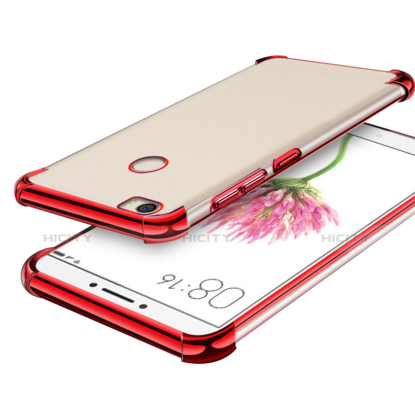 Custodia Silicone Trasparente Ultra Sottile Cover Morbida H01 per Xiaomi Mi Max Rosso