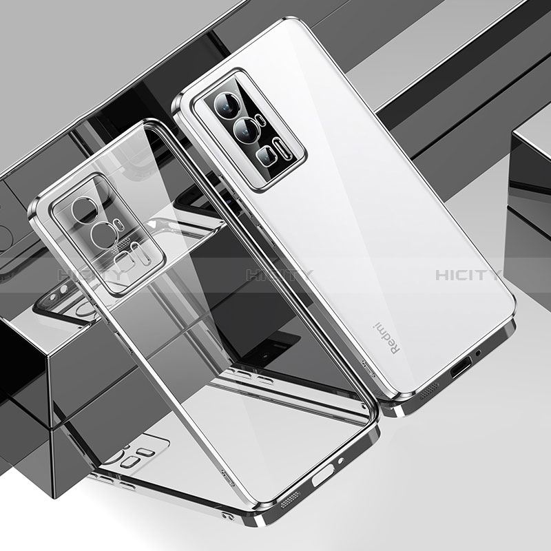 Custodia Silicone Trasparente Ultra Sottile Cover Morbida H01 per Xiaomi Poco F5 Pro 5G Argento