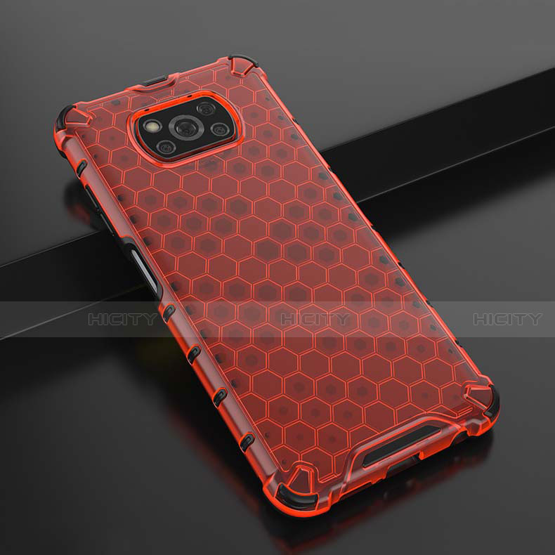 Custodia Silicone Trasparente Ultra Sottile Cover Morbida H01 per Xiaomi Poco X3 Rosso