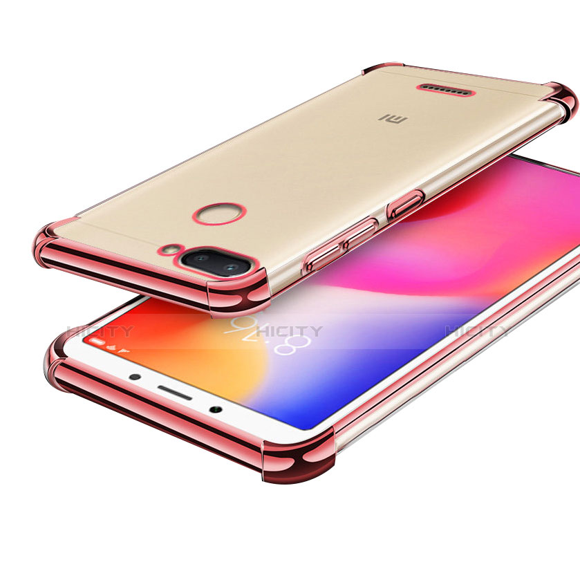 Custodia Silicone Trasparente Ultra Sottile Cover Morbida H01 per Xiaomi Redmi 6 Oro Rosa
