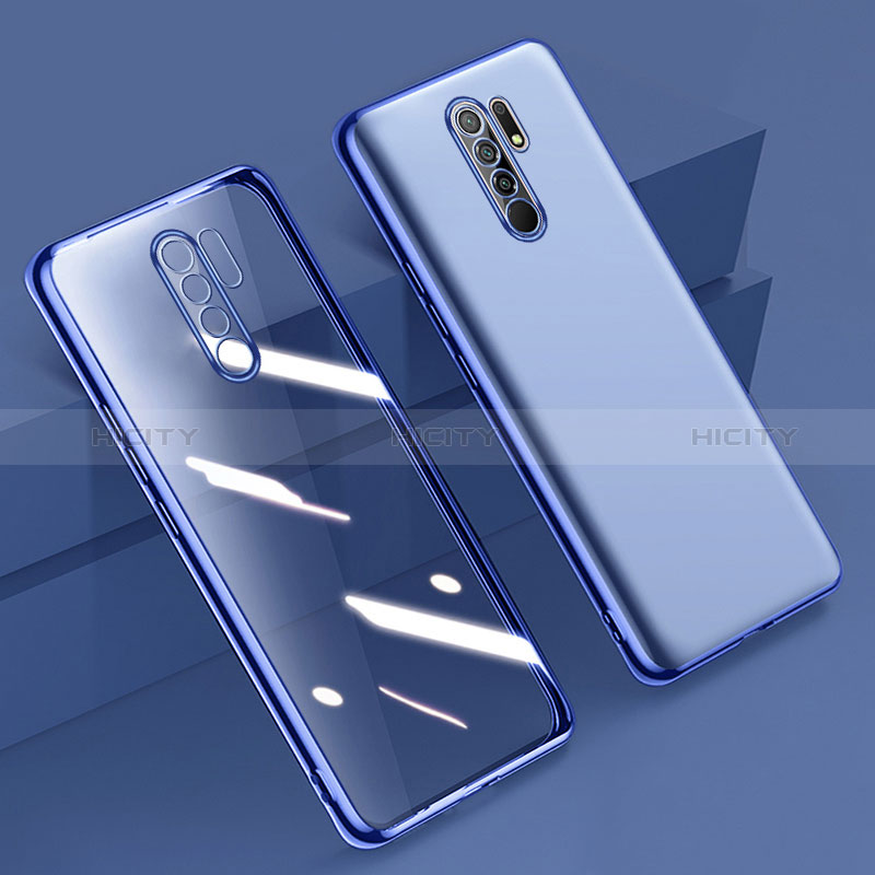 Custodia Silicone Trasparente Ultra Sottile Cover Morbida H01 per Xiaomi Redmi 9 Blu