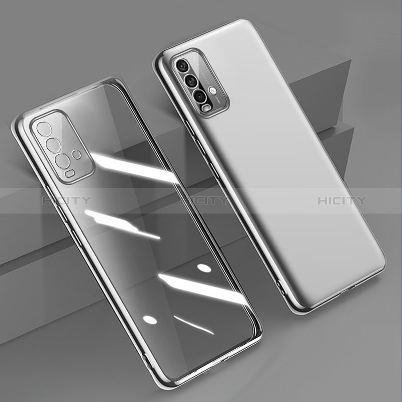 Custodia Silicone Trasparente Ultra Sottile Cover Morbida H01 per Xiaomi Redmi 9T 4G Argento