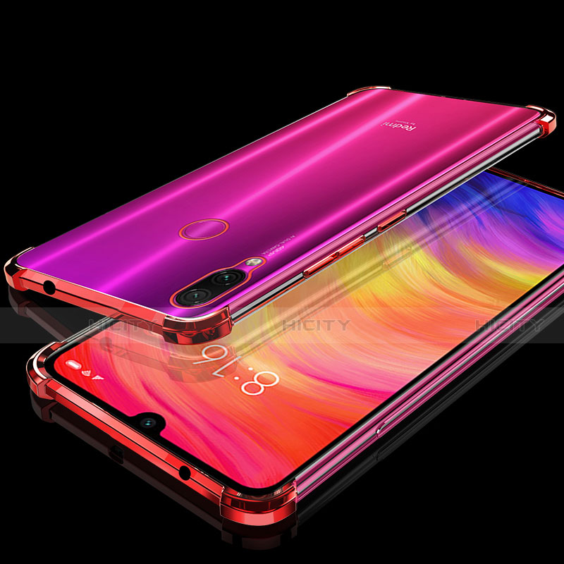 Custodia Silicone Trasparente Ultra Sottile Cover Morbida H01 per Xiaomi Redmi Note 7 Pro Rosso