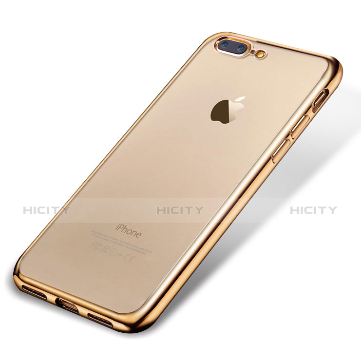 Custodia Silicone Trasparente Ultra Sottile Cover Morbida H02 per Apple iPhone 8 Plus Oro