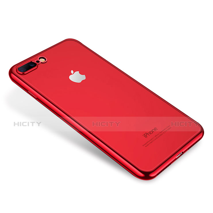 Custodia Silicone Trasparente Ultra Sottile Cover Morbida H02 per Apple iPhone 8 Plus Rosso