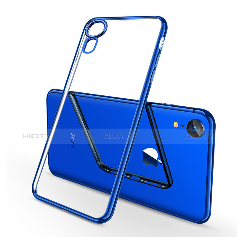 Custodia Silicone Trasparente Ultra Sottile Cover Morbida H02 per Apple iPhone XR Blu