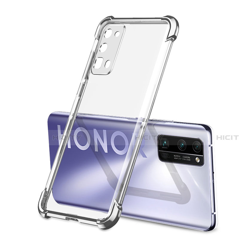 Custodia Silicone Trasparente Ultra Sottile Cover Morbida H02 per Huawei Honor 30 Pro Argento