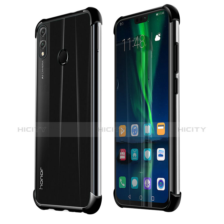Custodia Silicone Trasparente Ultra Sottile Cover Morbida H02 per Huawei Honor 8X Nero