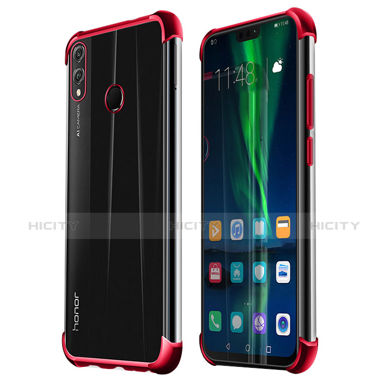 Custodia Silicone Trasparente Ultra Sottile Cover Morbida H02 per Huawei Honor 8X Rosso