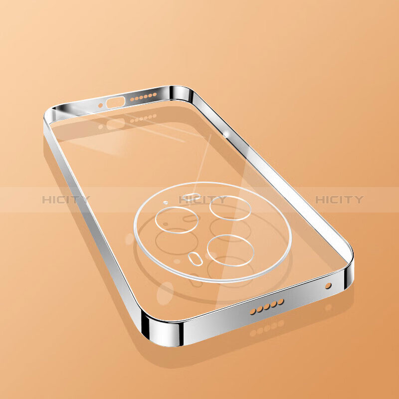 Custodia Silicone Trasparente Ultra Sottile Cover Morbida H02 per Huawei Honor Magic5 Pro 5G Argento