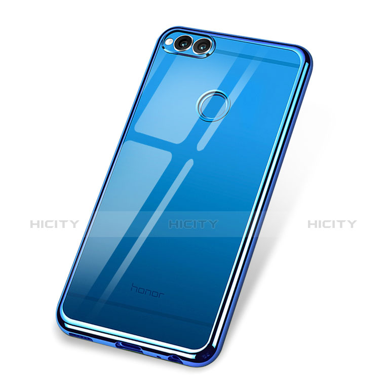 Custodia Silicone Trasparente Ultra Sottile Cover Morbida H02 per Huawei Honor Play 7X Blu