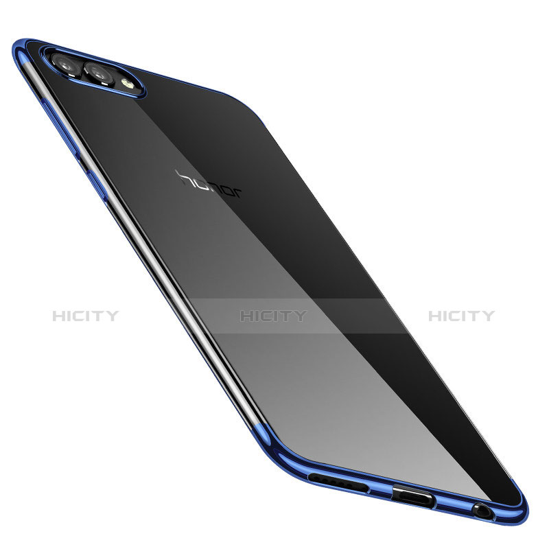 Custodia Silicone Trasparente Ultra Sottile Cover Morbida H02 per Huawei Honor V10 Blu