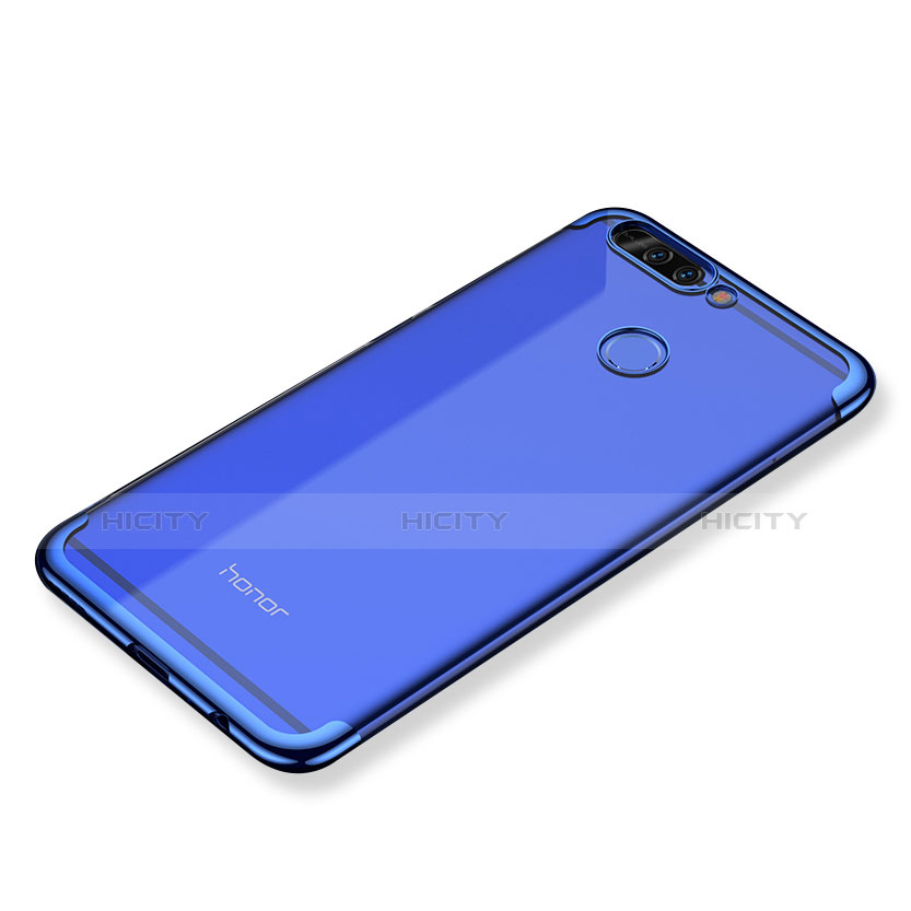 Custodia Silicone Trasparente Ultra Sottile Cover Morbida H02 per Huawei Honor V9 Blu