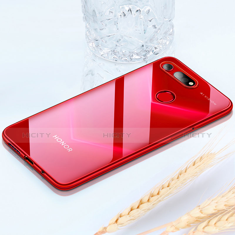 Custodia Silicone Trasparente Ultra Sottile Cover Morbida H02 per Huawei Honor View 20 Rosso