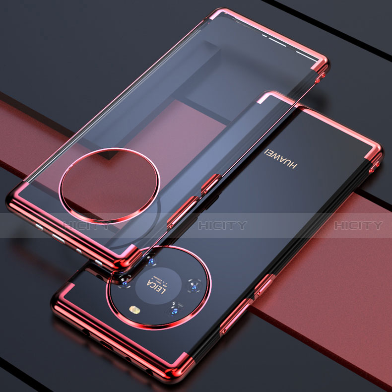 Custodia Silicone Trasparente Ultra Sottile Cover Morbida H02 per Huawei Mate 40E 5G Rosso