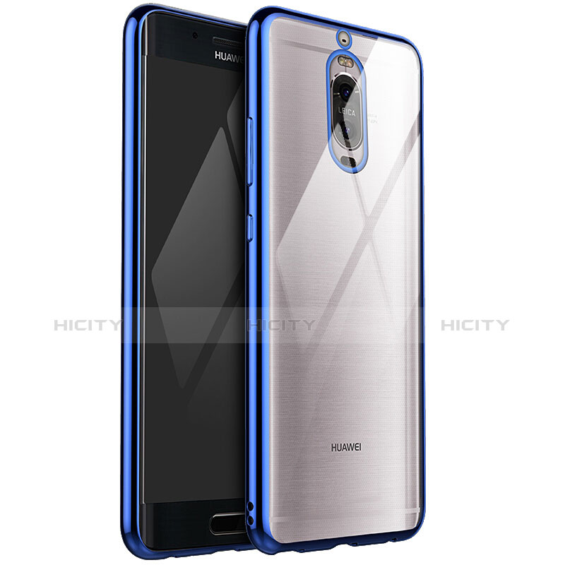 Custodia Silicone Trasparente Ultra Sottile Cover Morbida H02 per Huawei Mate 9 Pro Blu