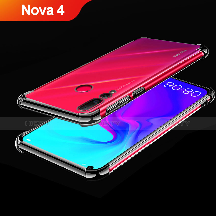 Custodia Silicone Trasparente Ultra Sottile Cover Morbida H02 per Huawei Nova 4 Nero