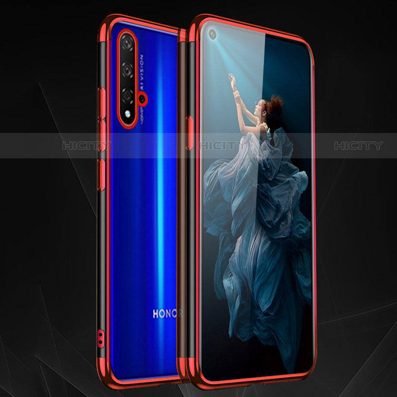 Custodia Silicone Trasparente Ultra Sottile Cover Morbida H02 per Huawei Nova 5T Rosso