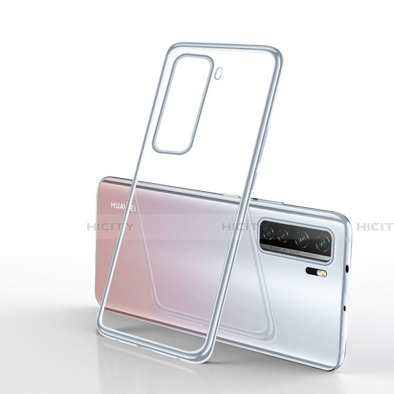 Custodia Silicone Trasparente Ultra Sottile Cover Morbida H02 per Huawei Nova 7 SE 5G Argento