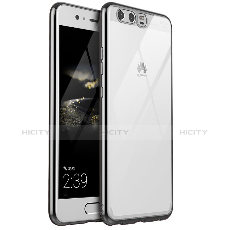 Custodia Silicone Trasparente Ultra Sottile Cover Morbida H02 per Huawei P10 Plus Argento