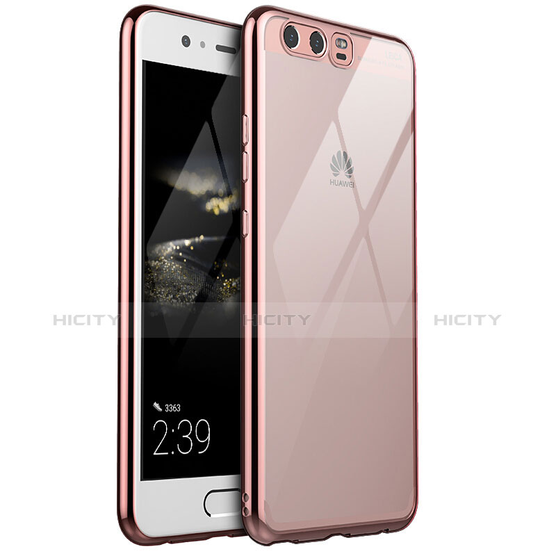 Custodia Silicone Trasparente Ultra Sottile Cover Morbida H02 per Huawei P10 Plus Oro Rosa