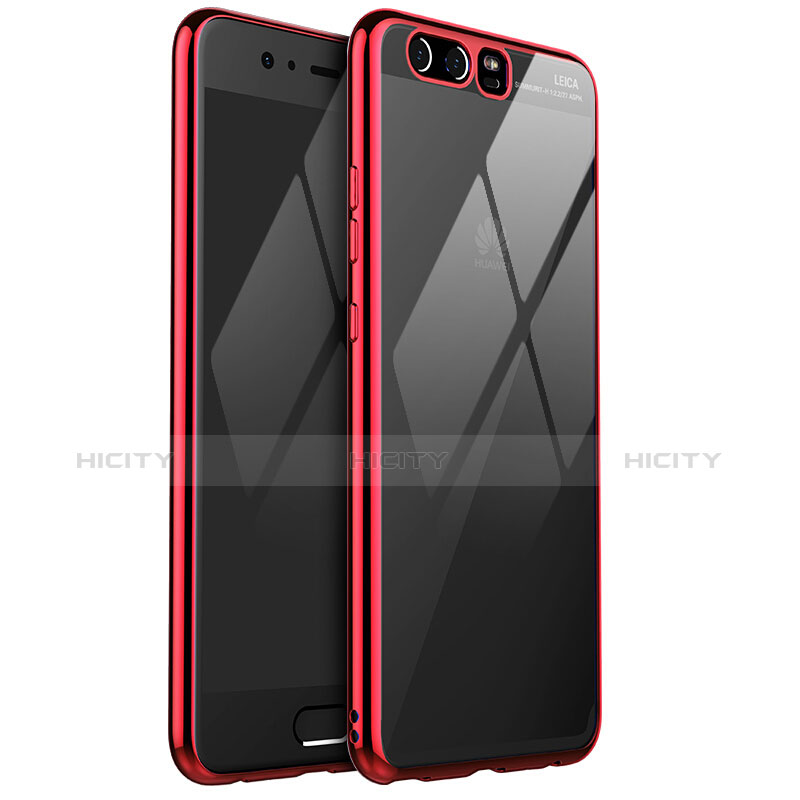 Custodia Silicone Trasparente Ultra Sottile Cover Morbida H02 per Huawei P10 Plus Rosso