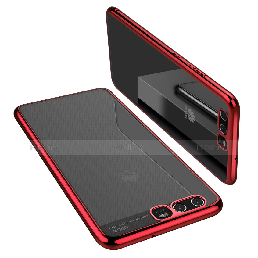 Custodia Silicone Trasparente Ultra Sottile Cover Morbida H02 per Huawei P10 Rosso