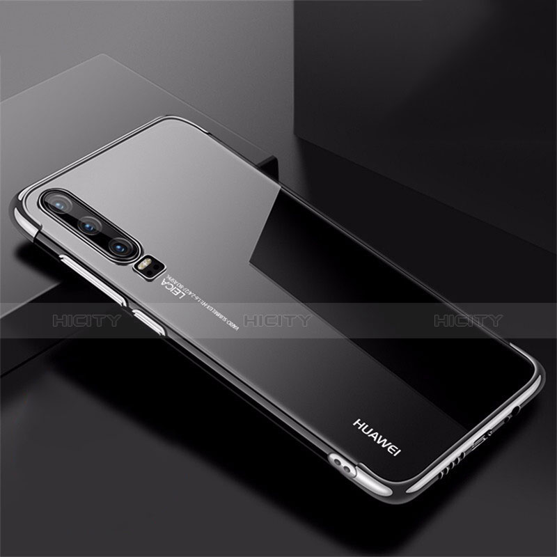 Custodia Silicone Trasparente Ultra Sottile Cover Morbida H02 per Huawei P30 Argento