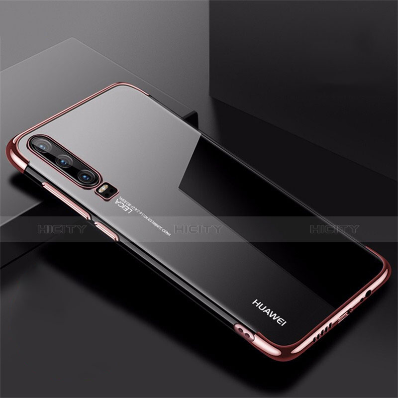 Custodia Silicone Trasparente Ultra Sottile Cover Morbida H02 per Huawei P30 Oro Rosa