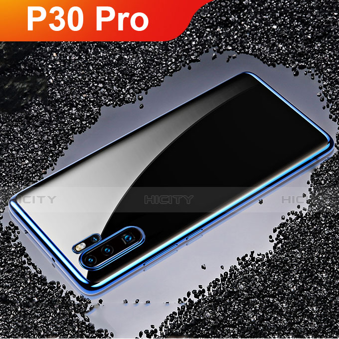 Custodia Silicone Trasparente Ultra Sottile Cover Morbida H02 per Huawei P30 Pro Blu