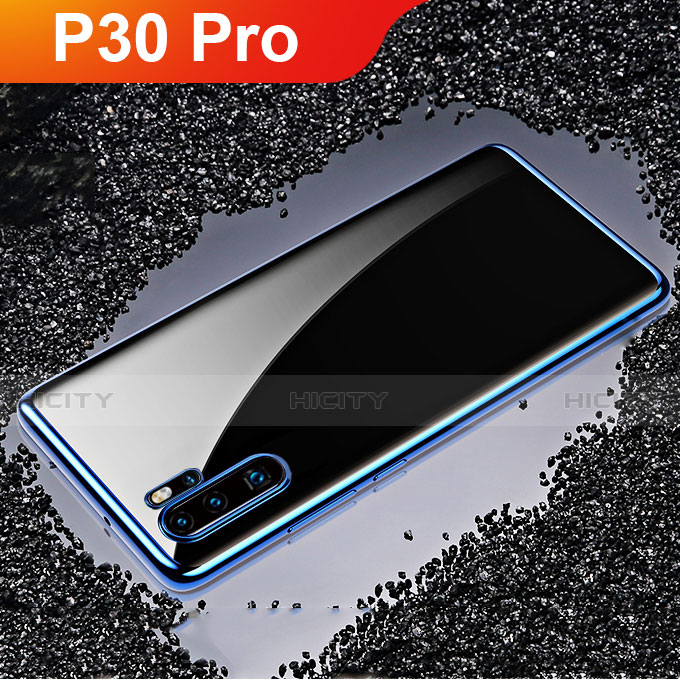 Custodia Silicone Trasparente Ultra Sottile Cover Morbida H02 per Huawei P30 Pro New Edition Blu