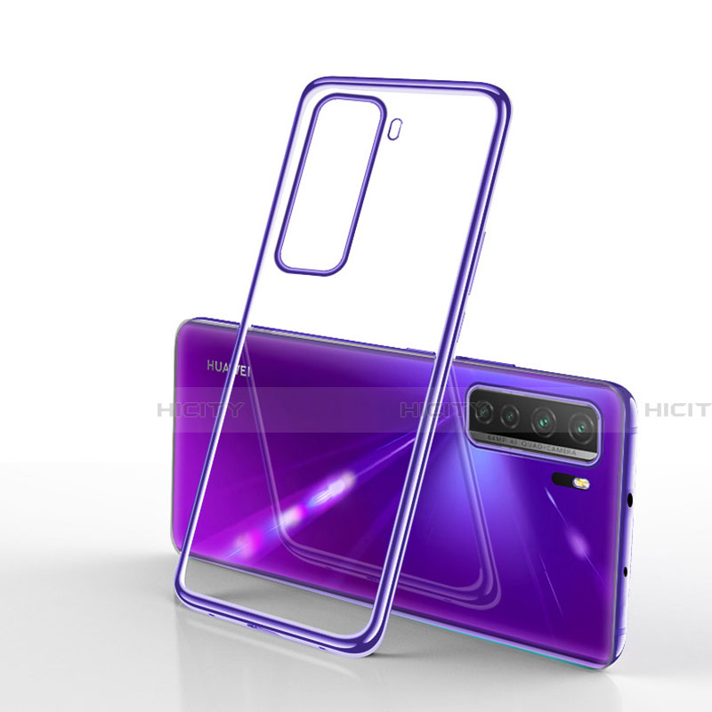 Custodia Silicone Trasparente Ultra Sottile Cover Morbida H02 per Huawei P40 Lite 5G Viola