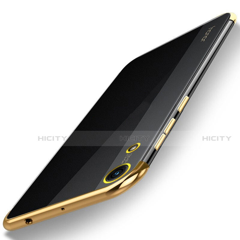 Custodia Silicone Trasparente Ultra Sottile Cover Morbida H02 per Huawei Y6 (2019) Oro