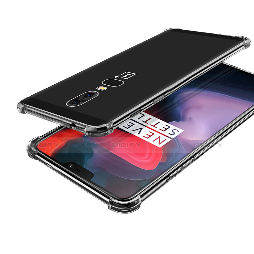 Custodia Silicone Trasparente Ultra Sottile Cover Morbida H02 per OnePlus 6 Chiaro