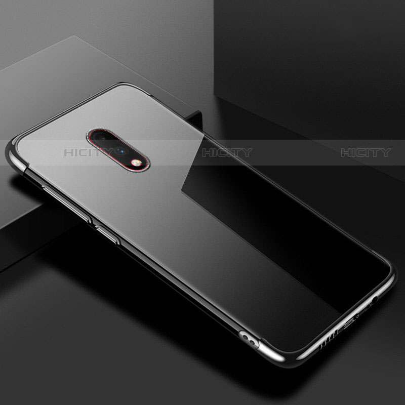 Custodia Silicone Trasparente Ultra Sottile Cover Morbida H02 per OnePlus 7 Nero