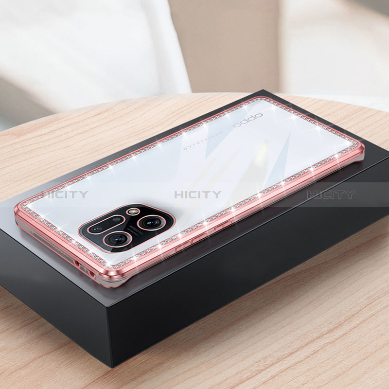 Custodia Silicone Trasparente Ultra Sottile Cover Morbida H02 per Oppo Find X5 5G Rosa
