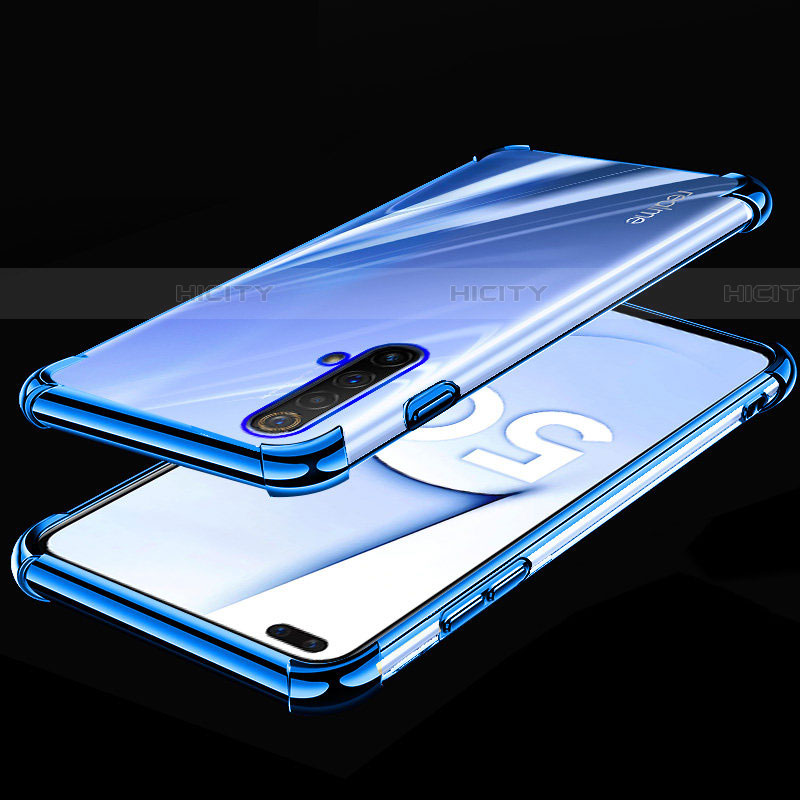 Custodia Silicone Trasparente Ultra Sottile Cover Morbida H02 per Realme X50 5G Blu