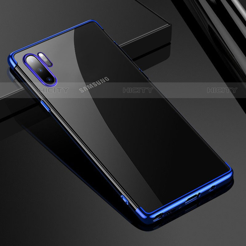Custodia Silicone Trasparente Ultra Sottile Cover Morbida H02 per Samsung Galaxy Note 10 Plus 5G Blu