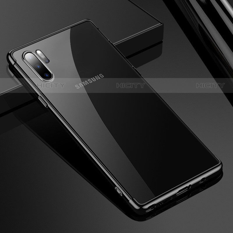 Custodia Silicone Trasparente Ultra Sottile Cover Morbida H02 per Samsung Galaxy Note 10 Plus 5G Nero