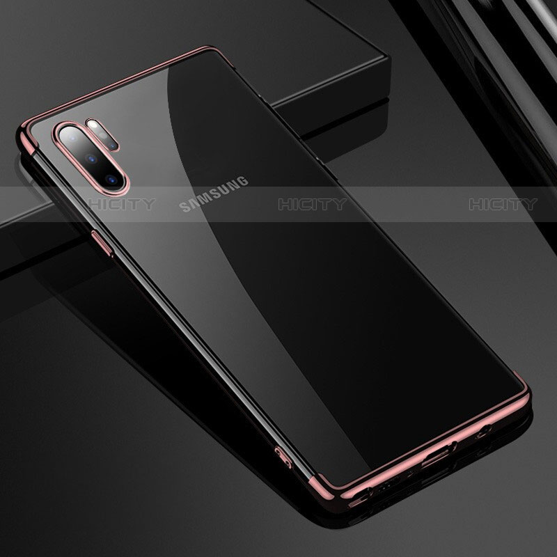 Custodia Silicone Trasparente Ultra Sottile Cover Morbida H02 per Samsung Galaxy Note 10 Plus 5G Oro Rosa