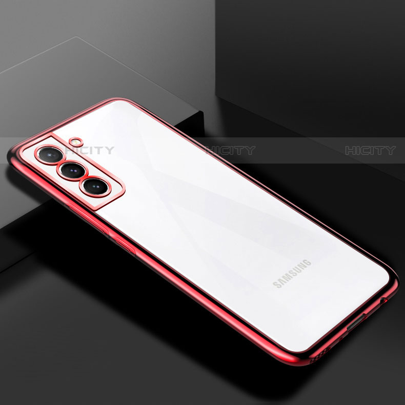 Custodia Silicone Trasparente Ultra Sottile Cover Morbida H02 per Samsung Galaxy S22 5G Rosso
