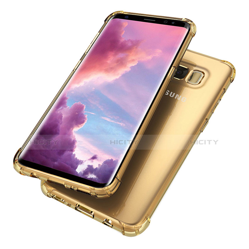 Custodia Silicone Trasparente Ultra Sottile Cover Morbida H02 per Samsung Galaxy S8 Oro