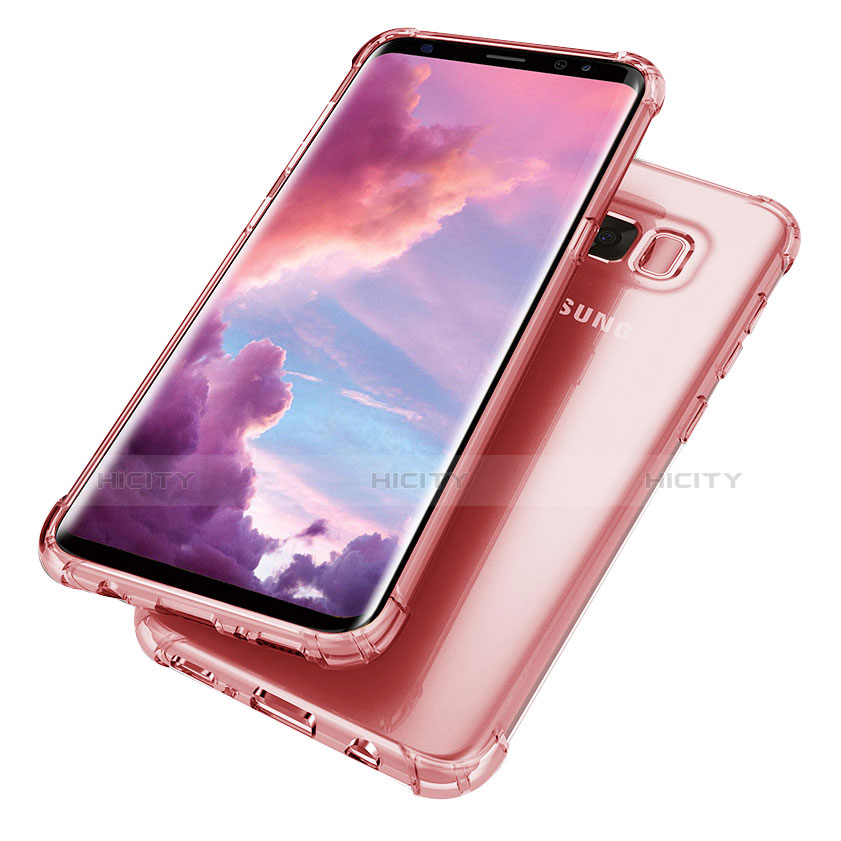 Custodia Silicone Trasparente Ultra Sottile Cover Morbida H02 per Samsung Galaxy S8 Plus Rosa