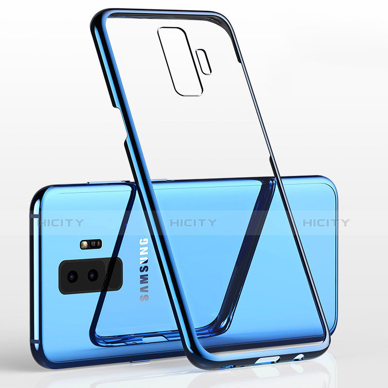 Custodia Silicone Trasparente Ultra Sottile Cover Morbida H02 per Samsung Galaxy S9 Plus Blu