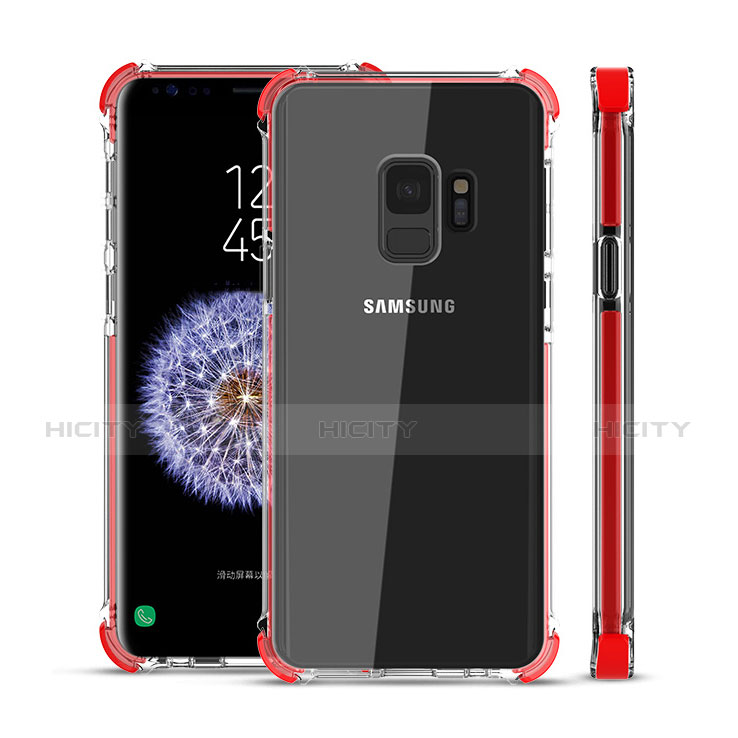 Custodia Silicone Trasparente Ultra Sottile Cover Morbida H02 per Samsung Galaxy S9 Rosso
