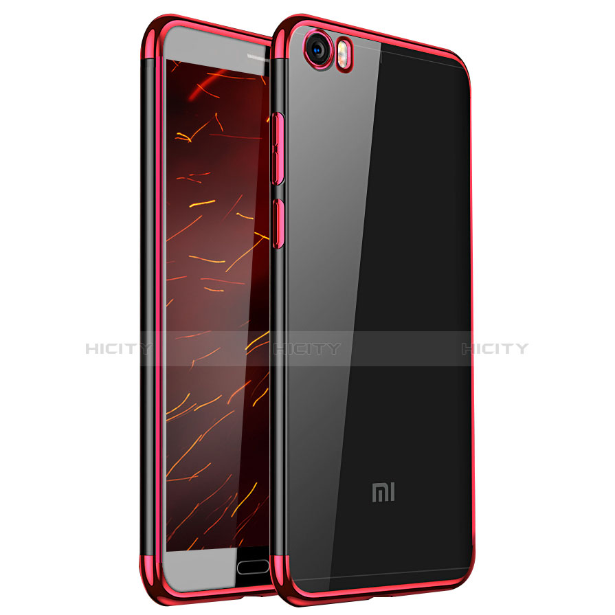 Custodia Silicone Trasparente Ultra Sottile Cover Morbida H02 per Xiaomi Mi 5 Rosso