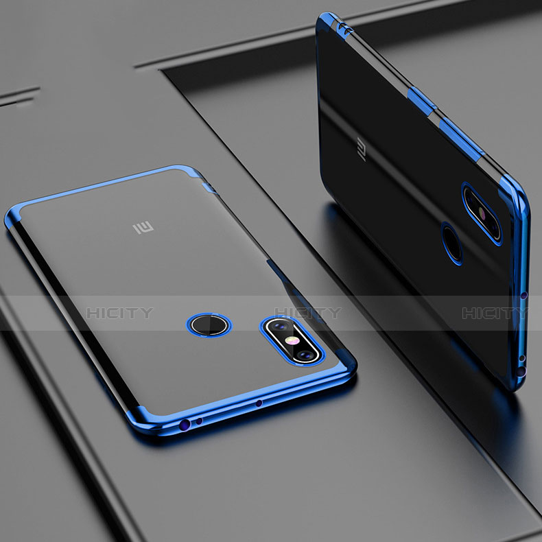 Custodia Silicone Trasparente Ultra Sottile Cover Morbida H02 per Xiaomi Mi Max 3 Blu