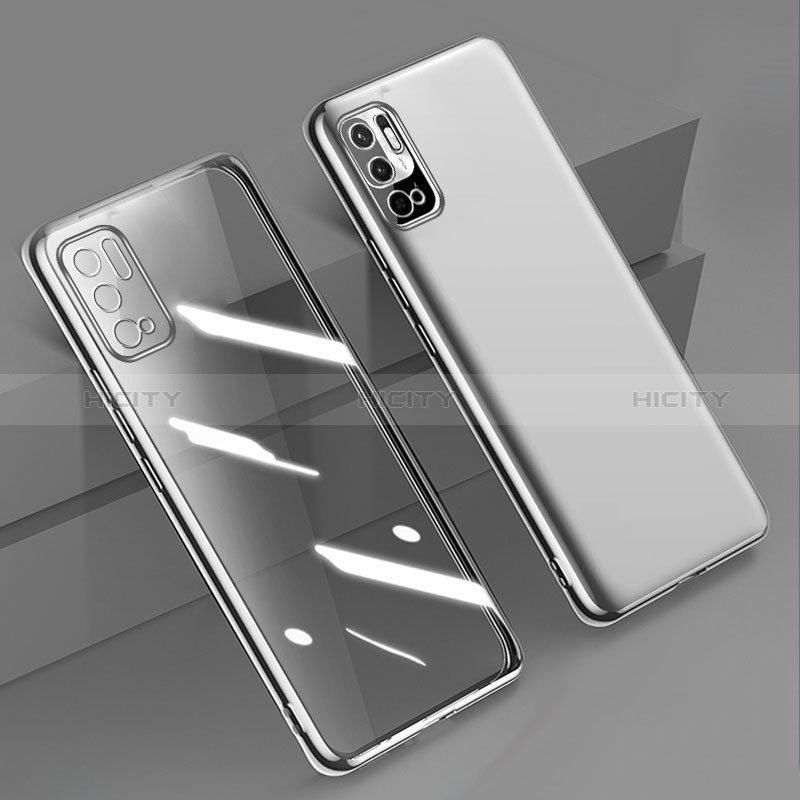 Custodia Silicone Trasparente Ultra Sottile Cover Morbida H02 per Xiaomi POCO M3 Pro 5G Argento