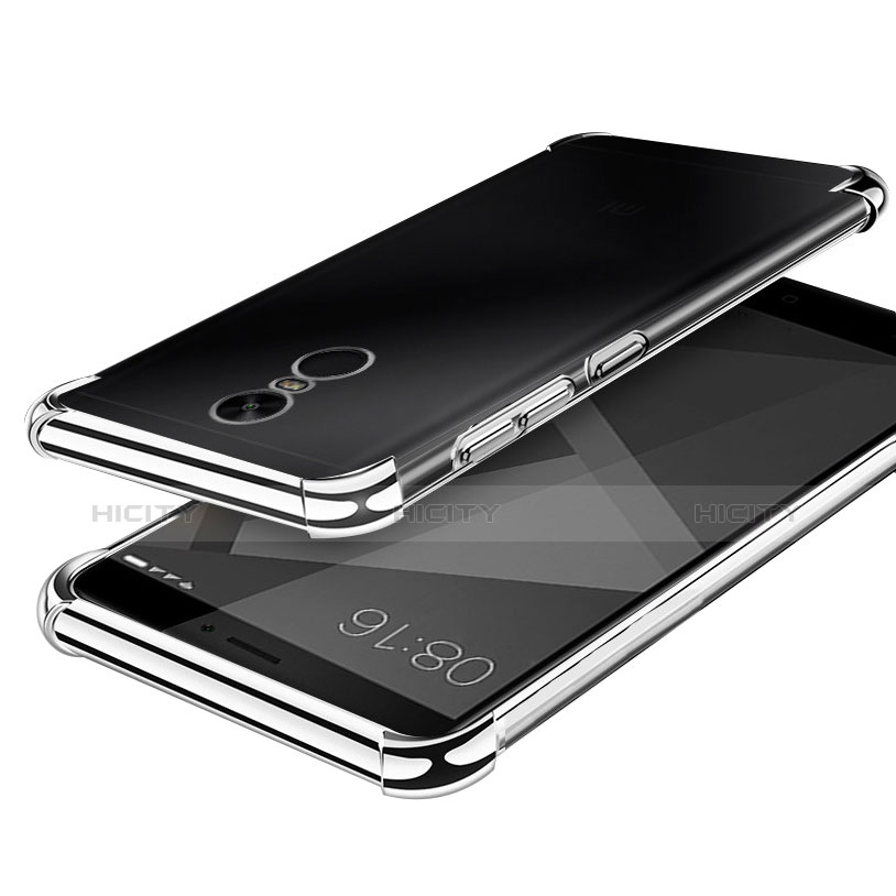 Custodia Silicone Trasparente Ultra Sottile Cover Morbida H02 per Xiaomi Redmi Note 4 Argento