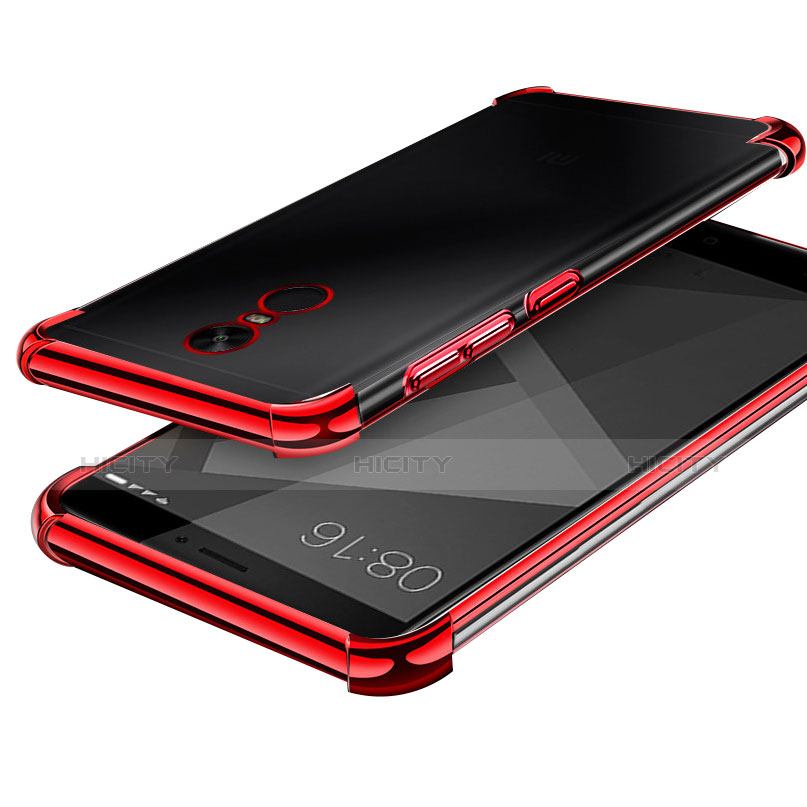Custodia Silicone Trasparente Ultra Sottile Cover Morbida H02 per Xiaomi Redmi Note 4 Rosso